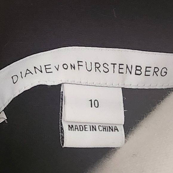 Diane Von Furstenberg DVF Zarita Dress Sz 10 Black Gold Lace Party Wedding - Picture 9 of 9